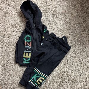Kenzo Kids Black Joggers with Colorful Logo